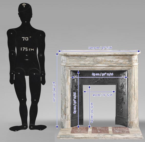 Louis XVI style fireplace with rounded corner, in Médous breccia-11