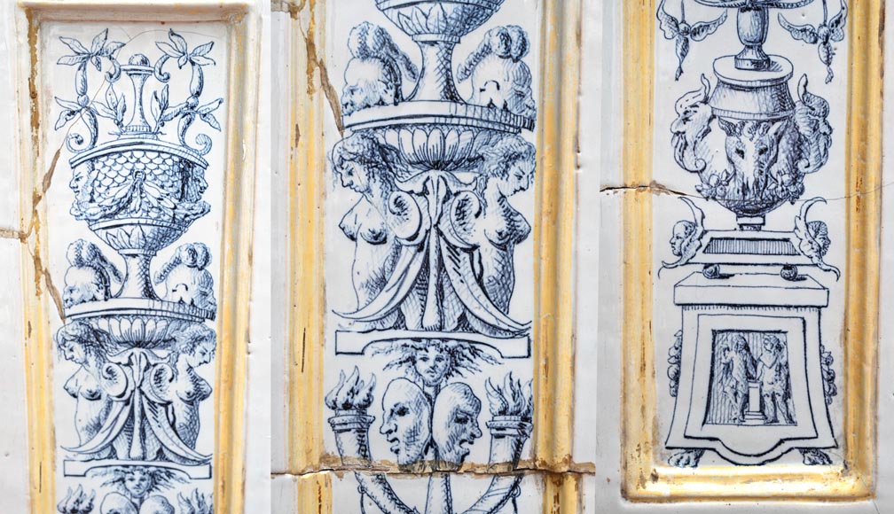 Louis XVI-style faience mantelpiece, Italian work, late 19th century-5