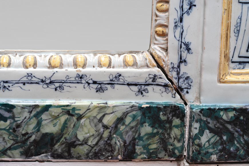 Louis XVI-style faience mantelpiece, Italian work, late 19th century-7
