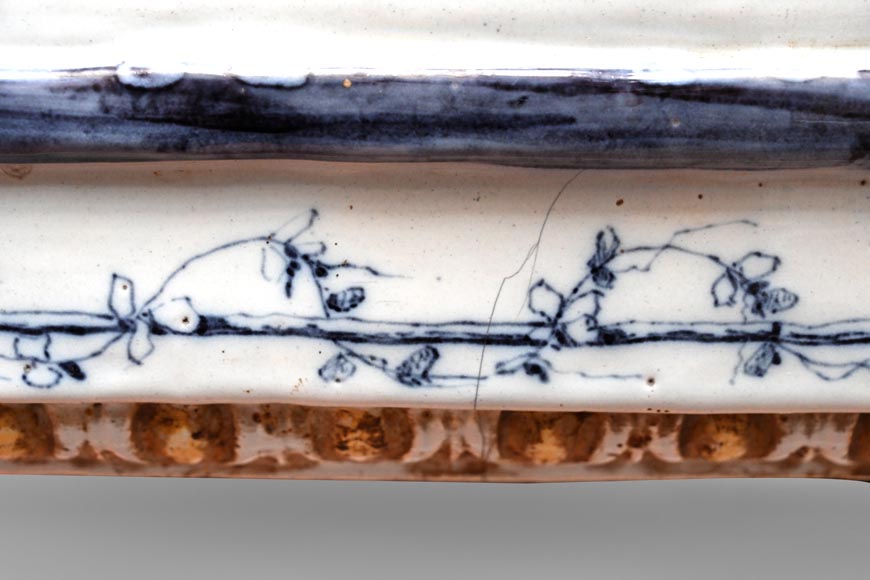 Louis XVI-style faience mantelpiece, Italian work, late 19th century-8