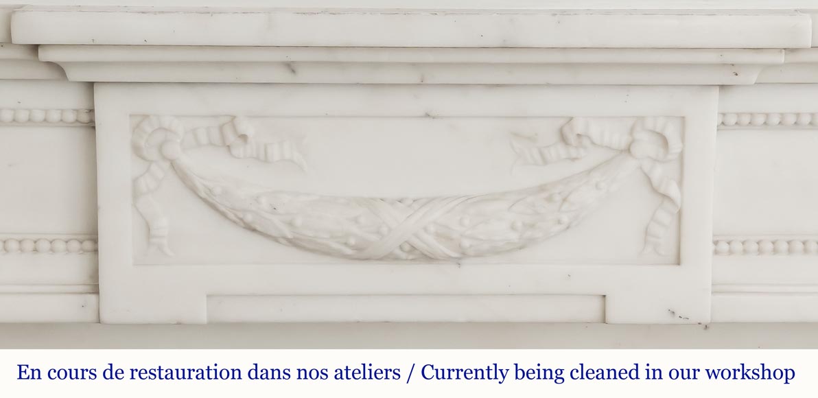 Louis XVI style fireplace with half Corinthian column, in half statuary marble-1