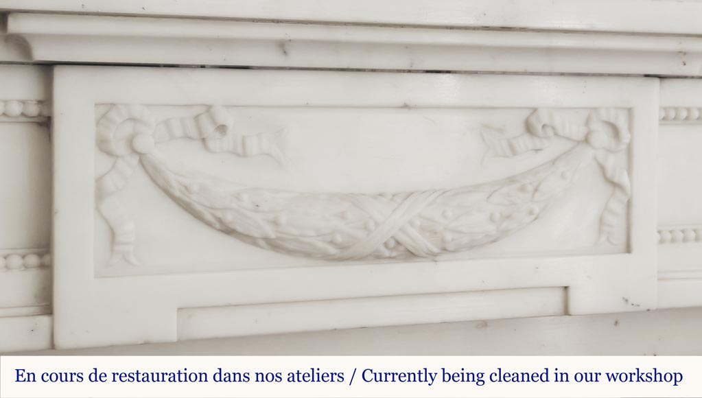 Louis XVI style fireplace with half Corinthian column, in half statuary marble-2