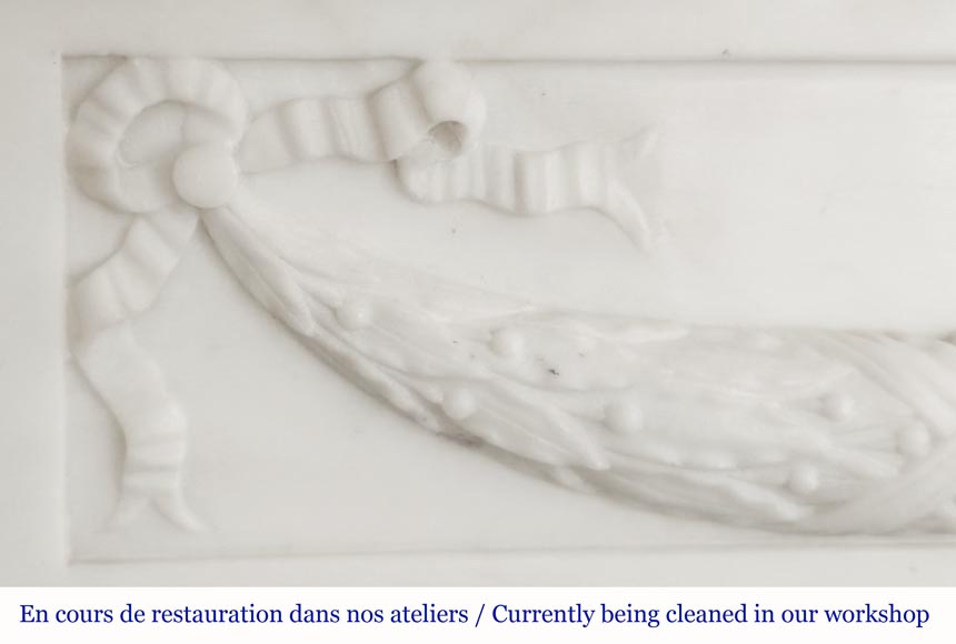 Louis XVI style fireplace with half Corinthian column, in half statuary marble-3