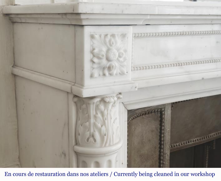 Louis XVI style fireplace with half Corinthian column, in half statuary marble-5