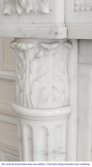 Louis XVI style fireplace with half Corinthian column, in half statuary marble-6