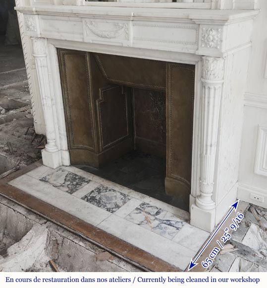Louis XVI style fireplace with half Corinthian column, in half statuary marble-8