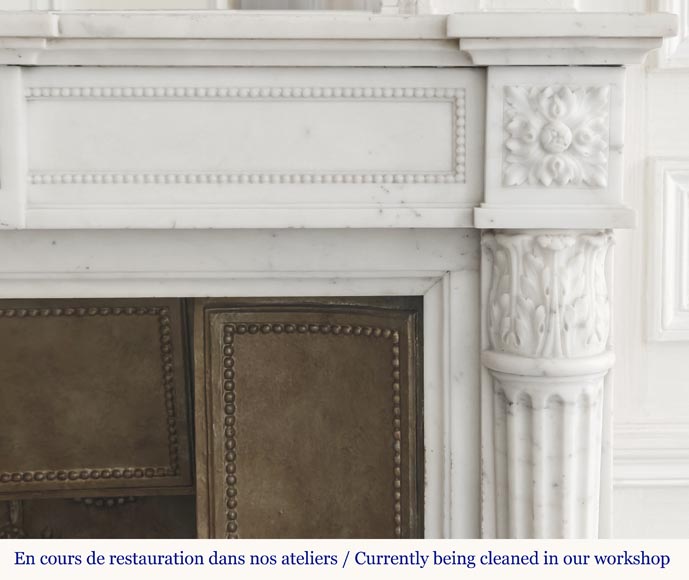 Louis XVI style fireplace with half Corinthian column, in half statuary marble-9