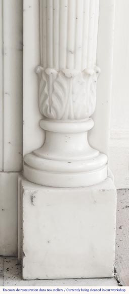 Louis XVI style fireplace with half Corinthian column, in half statuary marble-10