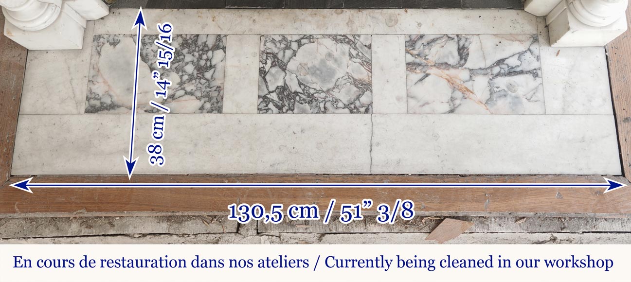 Louis XVI style fireplace with half Corinthian column, in half statuary marble-11