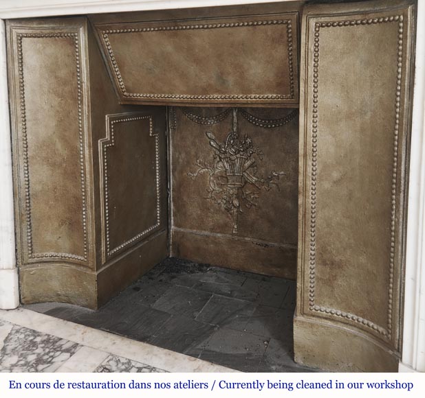 Louis XVI style fireplace with half Corinthian column, in half statuary marble-12