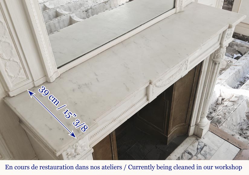 Louis XVI style fireplace with half Corinthian column, in half statuary marble-13