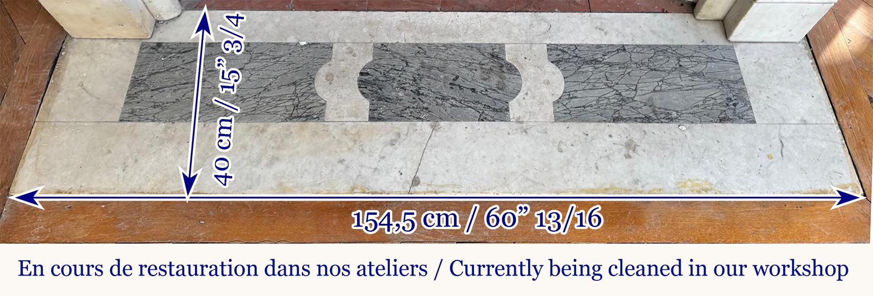 Louis XVI style fireplace in highly sculpted Carrara marble with floral decoration-9