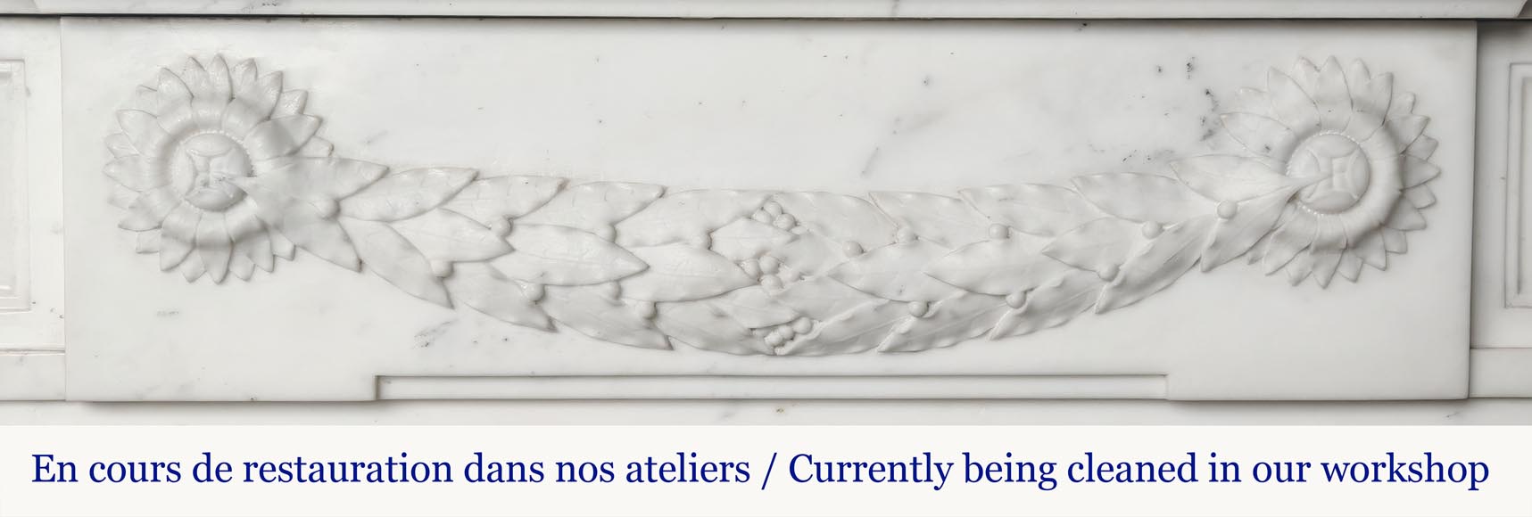 Napoleon III style fireplace in half-statuary marble decorated with a garland-1