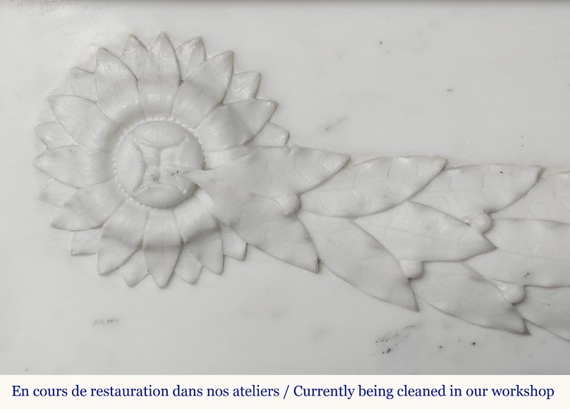 Napoleon III style fireplace in half-statuary marble decorated with a garland-2