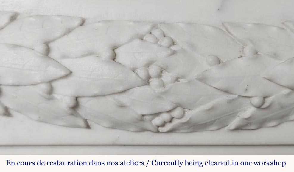 Napoleon III style fireplace in half-statuary marble decorated with a garland-3