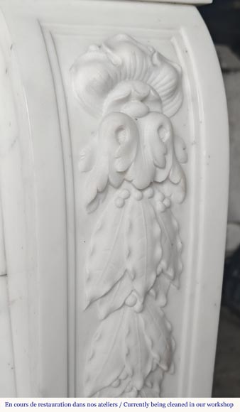 Napoleon III style fireplace in half-statuary marble decorated with a garland-11