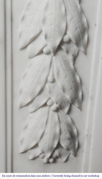 Napoleon III style fireplace in half-statuary marble decorated with a garland-12