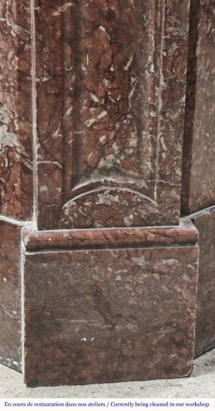 Louis XV style fireplace, Pompadour model, in red Campan marble-4