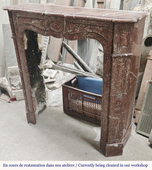  Louis XV style fireplace, Pompadour model, in red Campan marble-5