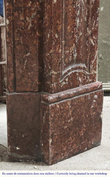  Louis XV style fireplace, Pompadour model, in red Campan marble-6