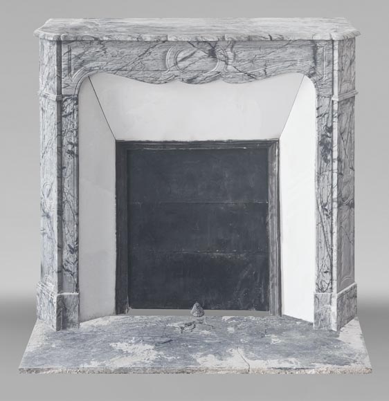  Louis XV style fireplace, Pompadour model, in blue floral marble-0