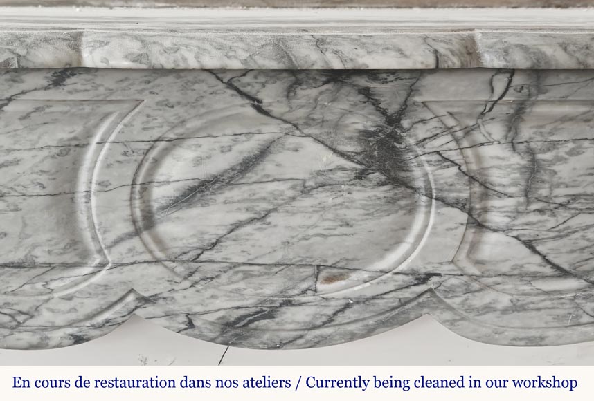  Louis XV style fireplace, Pompadour model, in blue floral marble-1