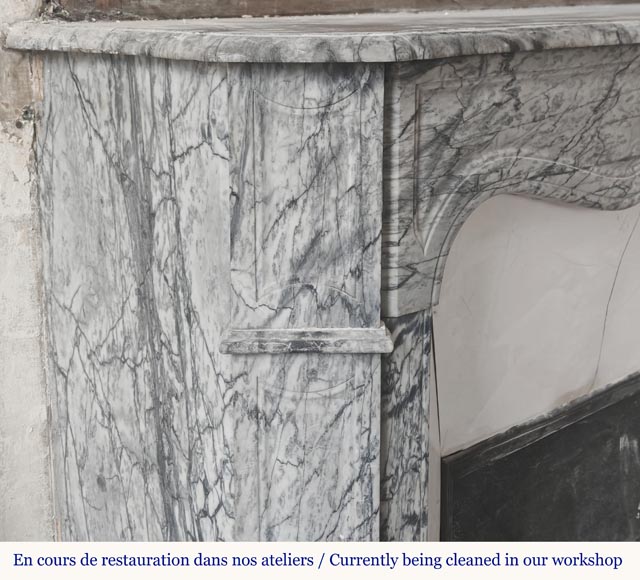  Louis XV style fireplace, Pompadour model, in blue floral marble-3