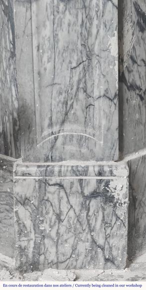  Louis XV style fireplace, Pompadour model, in blue floral marble-4