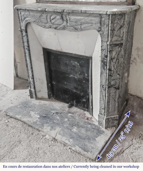  Louis XV style fireplace, Pompadour model, in blue floral marble-5