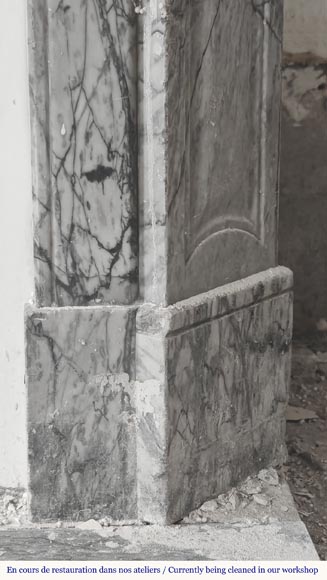  Louis XV style fireplace, Pompadour model, in blue floral marble-6