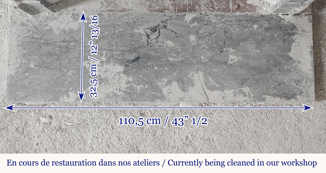  Louis XV style fireplace, Pompadour model, in blue floral marble-7