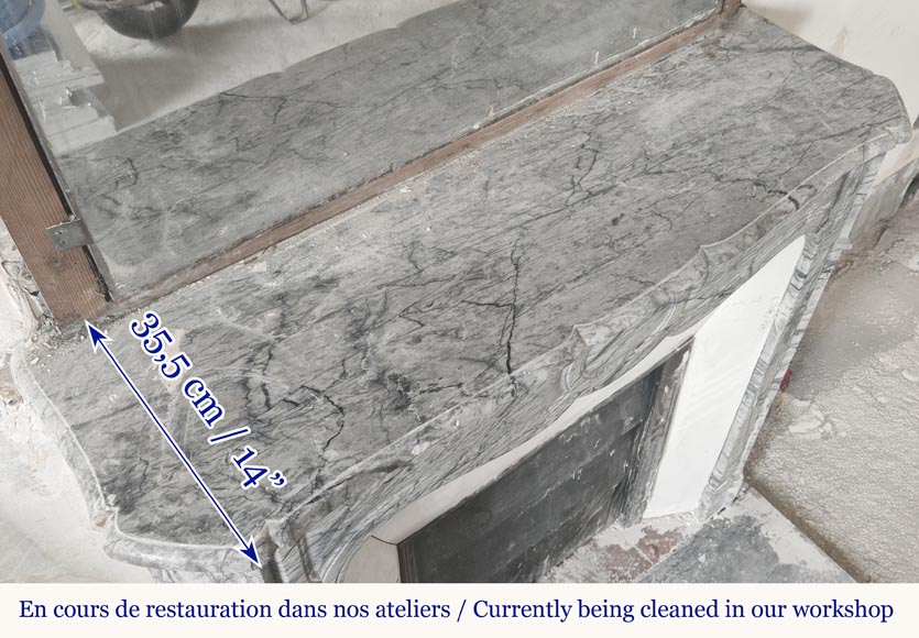  Louis XV style fireplace, Pompadour model, in blue floral marble-8