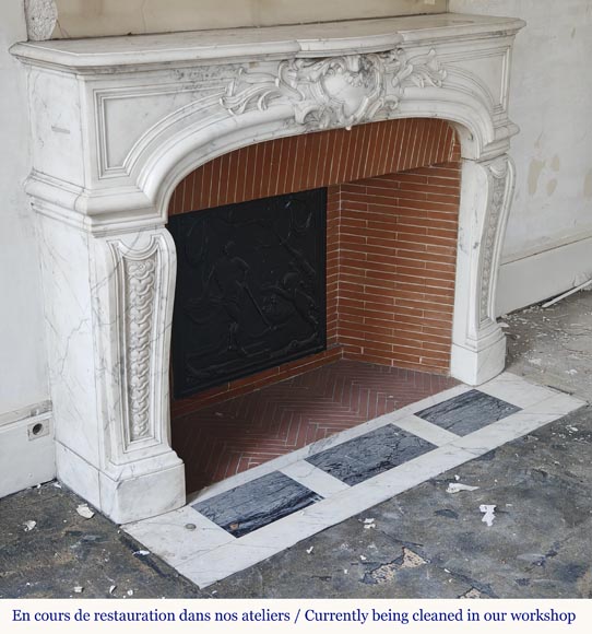 Regency style fireplace in half-statuary marble-4