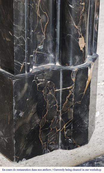  Louis XIV style fireplace with Portor marble boudin-4