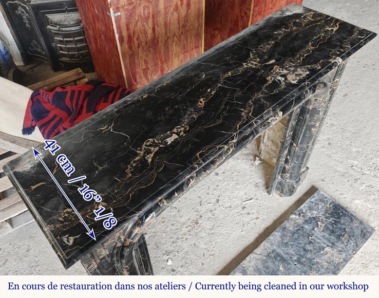  Louis XIV style fireplace with Portor marble boudin-9