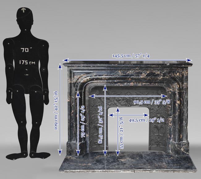  Louis XIV style fireplace with Portor marble boudin-10