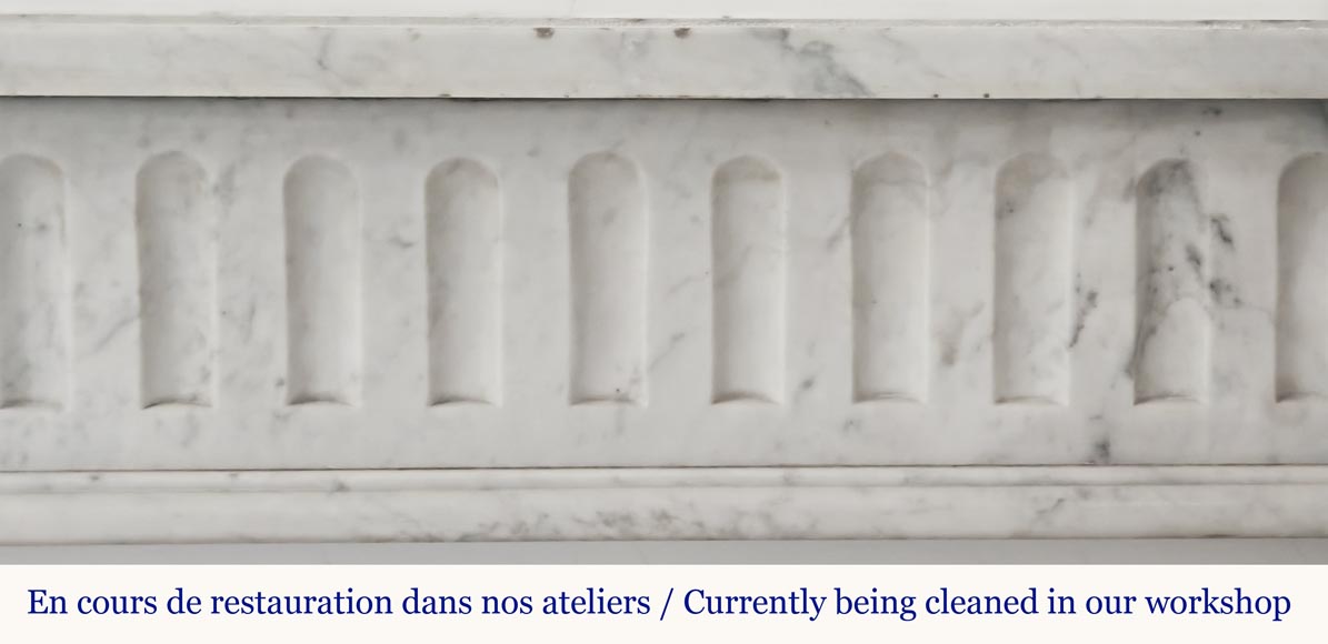 Louis XVI style fluted fireplace, in Carrara marble-1