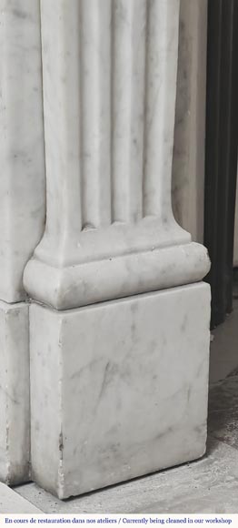 Louis XVI style fluted fireplace, in Carrara marble-4