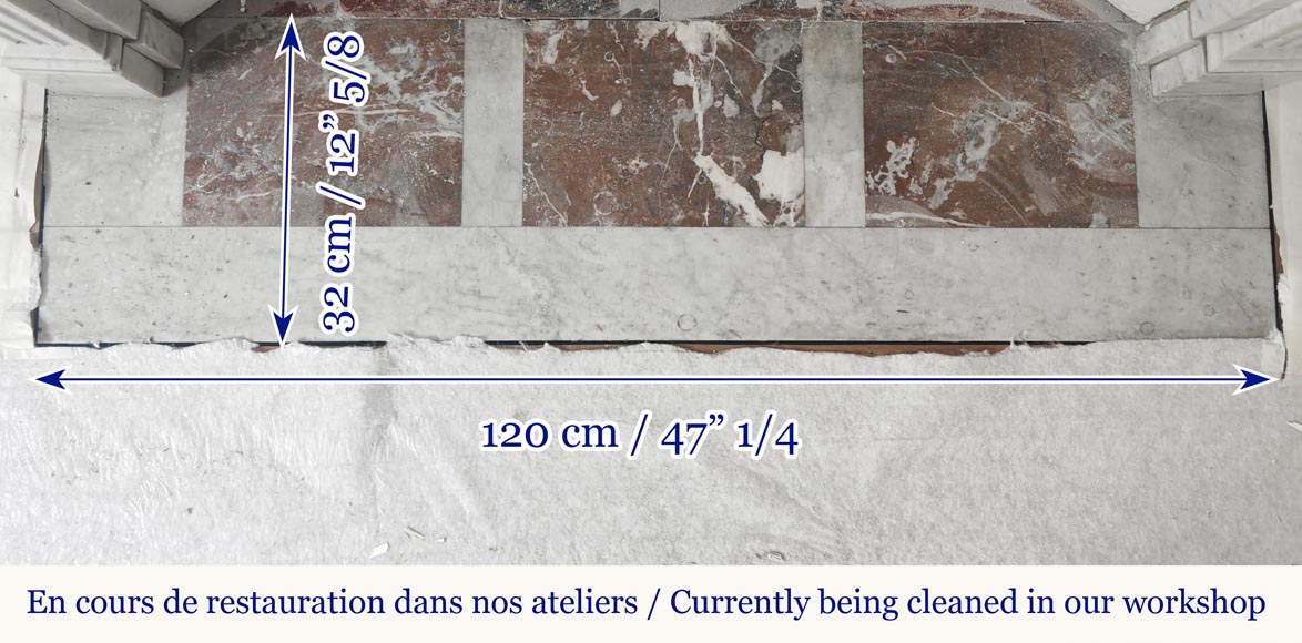 Louis XVI style fluted fireplace, in Carrara marble-8