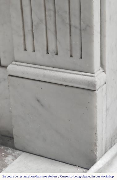  Louis XVI style fireplace in Carrara marble, decorated with a sunflower-7