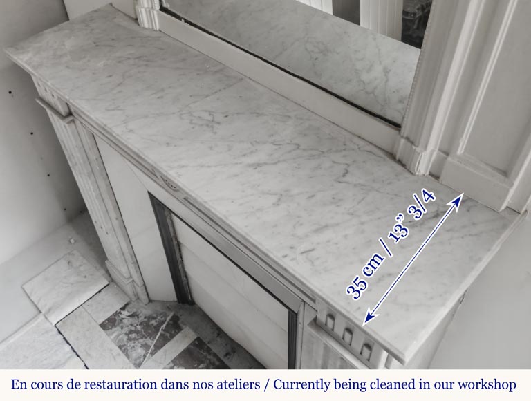  Louis XVI style fireplace in Carrara marble, decorated with a sunflower-9