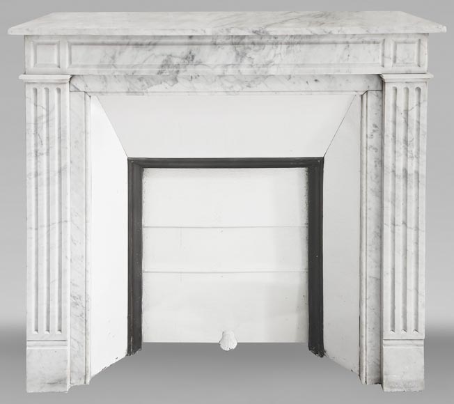 Louis XVI style fireplace in Carrara marble, with molded decoration-0