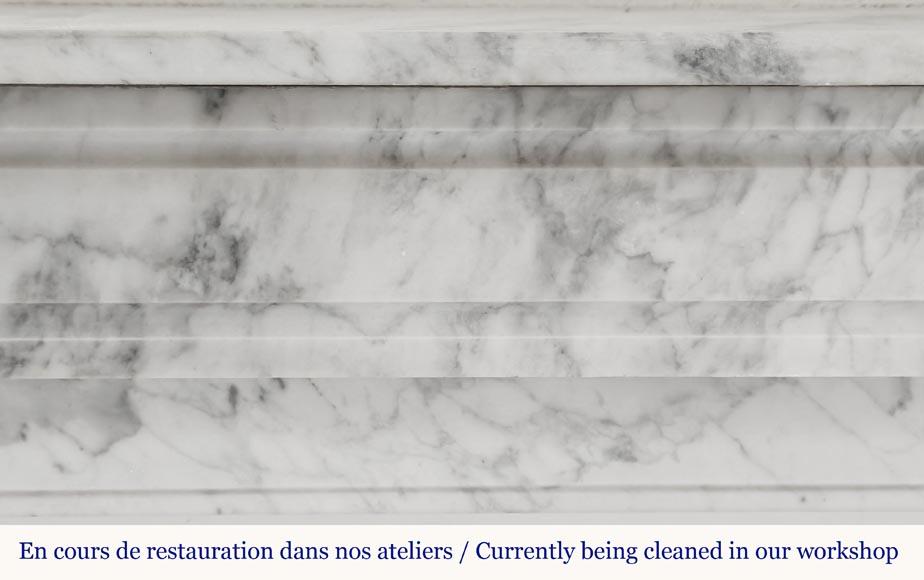 Louis XVI style fireplace in Carrara marble, with molded decoration-1