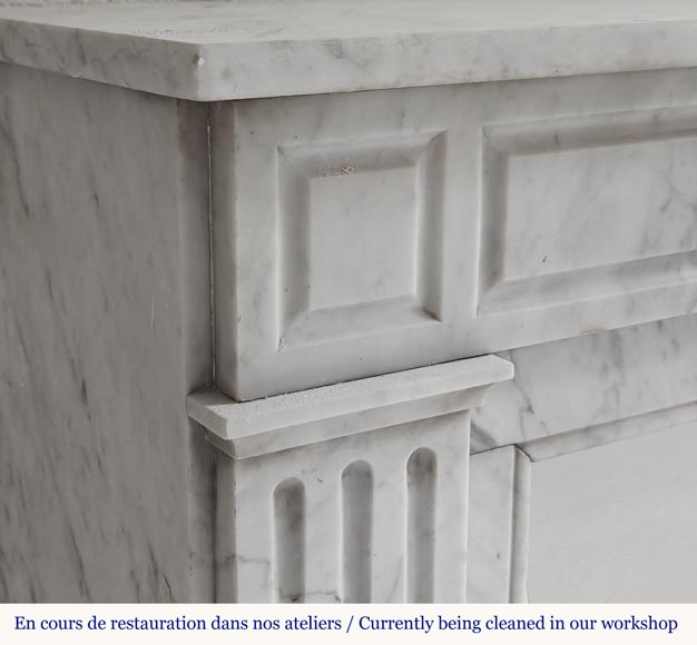 Louis XVI style fireplace in Carrara marble, with molded decoration-3