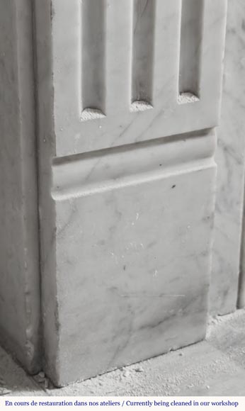 Louis XVI style fireplace in Carrara marble, with molded decoration-4