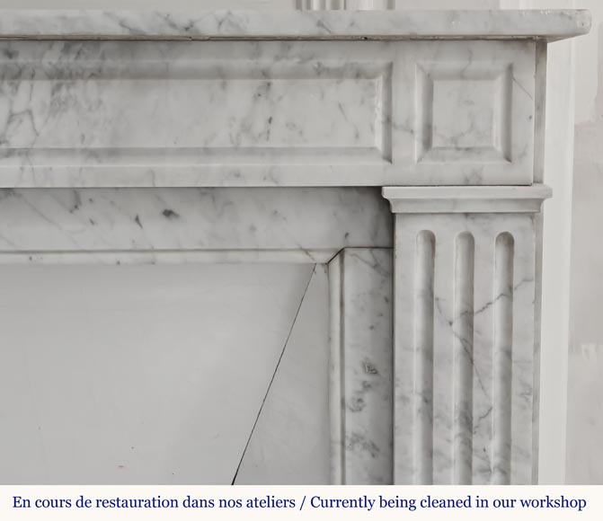 Louis XVI style fireplace in Carrara marble, with molded decoration-6