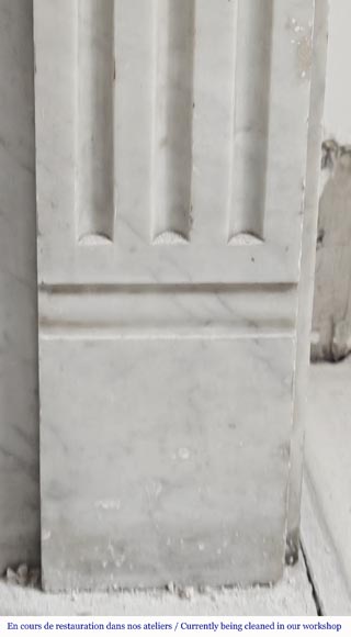 Louis XVI style fireplace in Carrara marble, with molded decoration-7