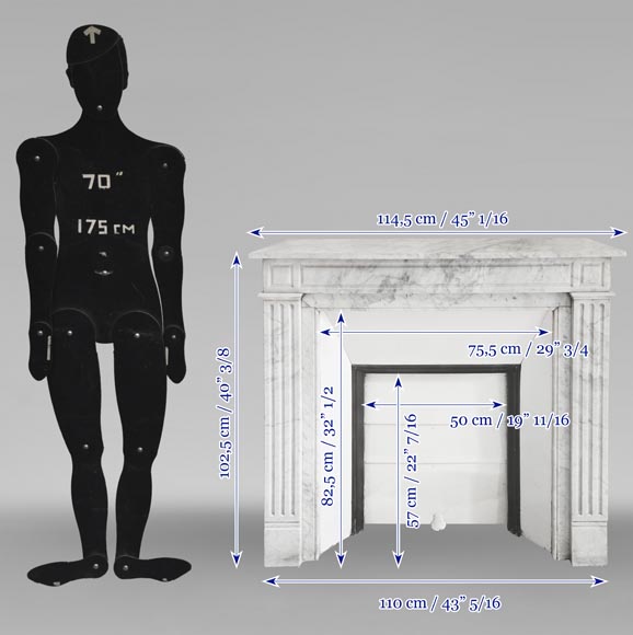 Louis XVI style fireplace in Carrara marble, with molded decoration-9