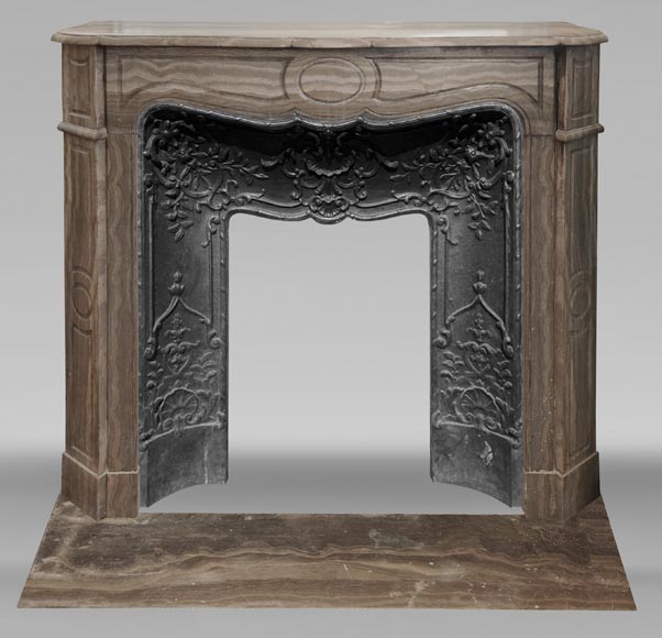 Louis XV style fireplace, Pompadour model, in Lunel marble-0