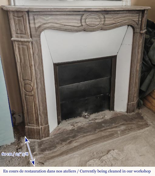 Louis XV style fireplace, Pompadour model, in Lunel marble-2